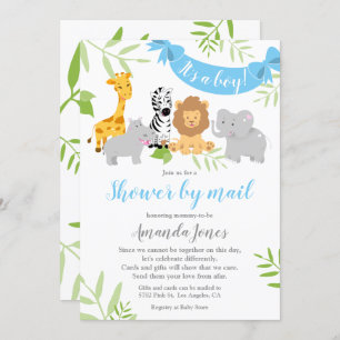 Cute Safari Animaux Baby shower Boy Invitation