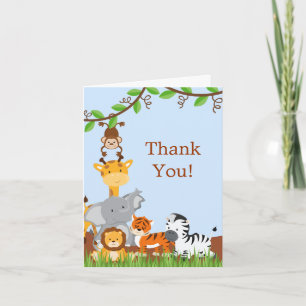 Cute Safari Jungle Baby Animaux Cartes de remercie