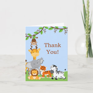 Cute Safari Jungle Baby Animaux Cartes de remercie