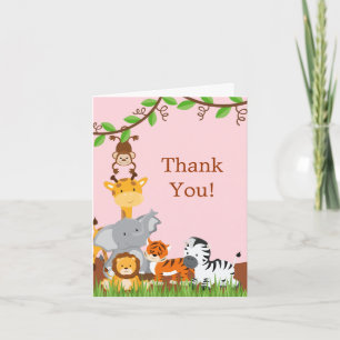 Cute Safari Jungle Baby Animaux Cartes de remercie