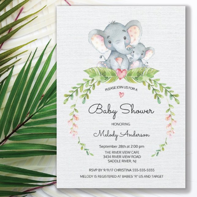 Cute Safari Jungle Elephant Baby shower Invitation (Créateur téléchargé)