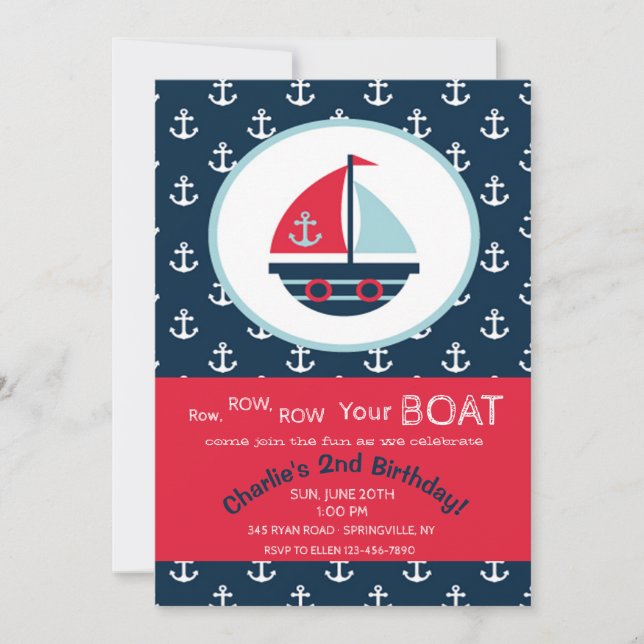 Cute Sailboat Invitation (Devant)