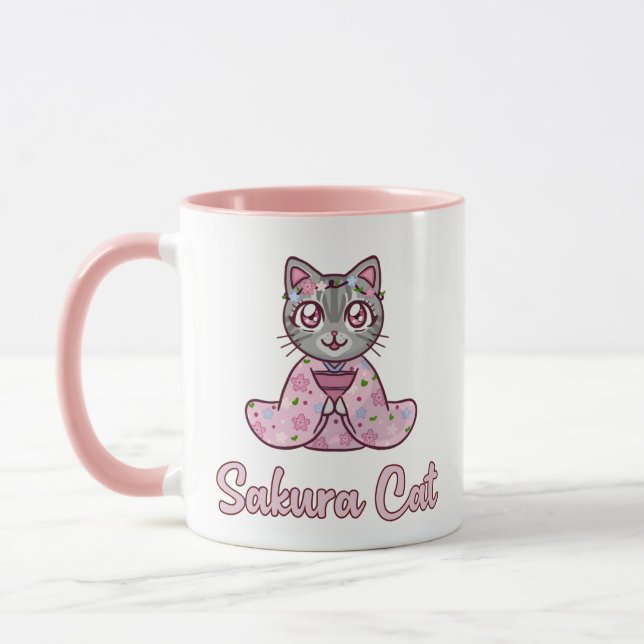 Cute Sakura Chat Mug (Gauche)