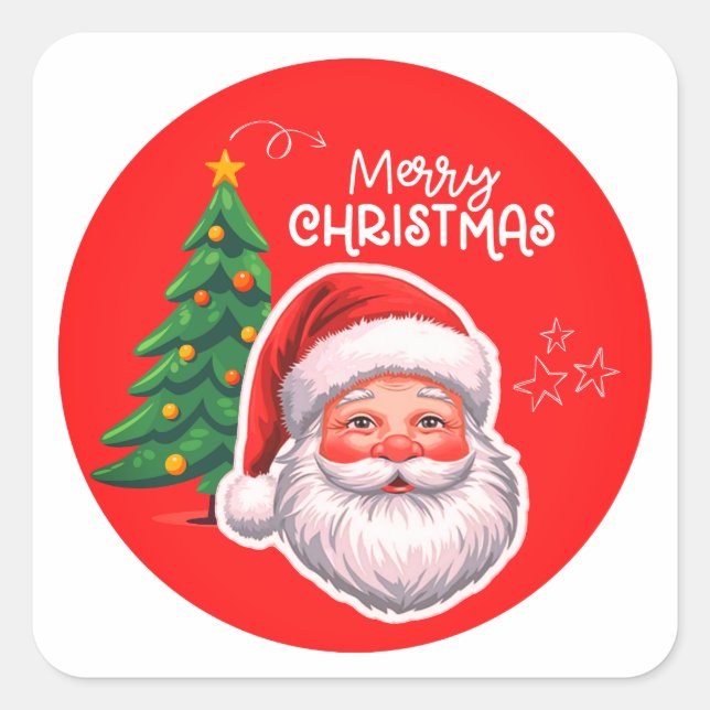 Cute Santa & Christmas Tree Sticker  (Devant)