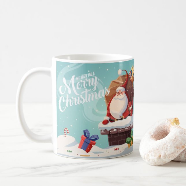 Cute Santa Claus Merry Christmas Mug | Festive Hol (Avec donut)