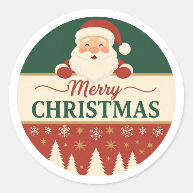 Cute Santa Merry Christmas Sticker (Devant)