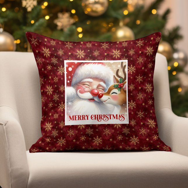 Cute Santa Rudolph Noël Housse de Coussin Fêtes de (Cute Santa Rudolph Christmas Pillow Cozy Holiday Decor

)