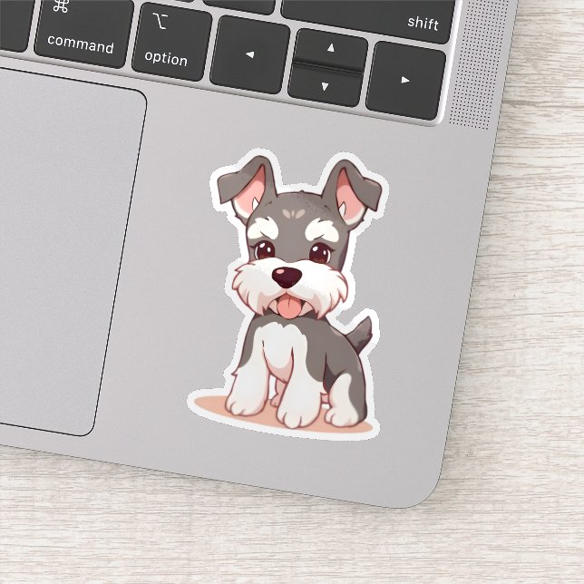 Cute Schnauzer Custom-Cut Vinyl Sticker (Détail)