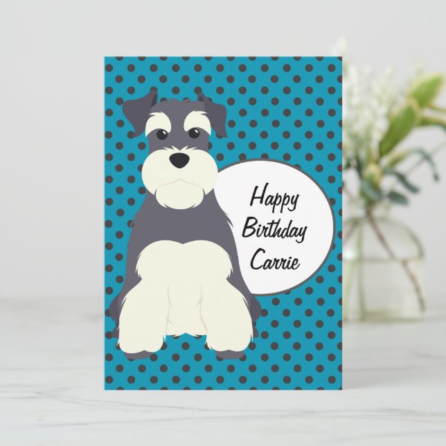 Cute Schnauzer et Pois Anniversaire (Debout devant)