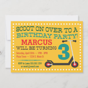 Cute Scooter Boys Invitations Anniversaire