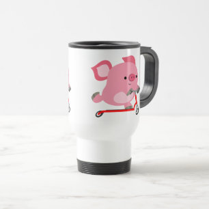 Cute Scooter-équitation Cartoon Pig Commuter Mug
