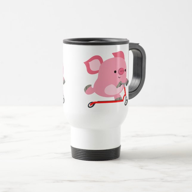 Cute Scooter-équitation Cartoon Pig Commuter Mug (Devant droit)