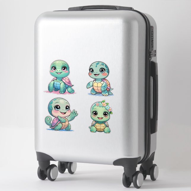 Cute Sea Turtle Custom-Cut Vinyl Sticker (Sur valise)