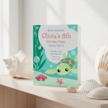 Cute Sea Turtle Invitation Anniversaire