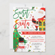 Cute Secret Père Noël Christmas Invitations Aquare