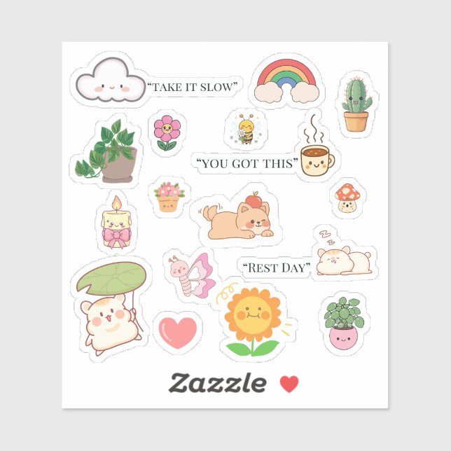 Cute Self Care Stickers (Feuille)