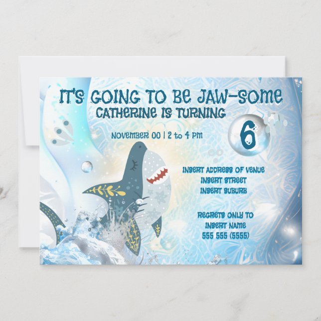 Cute Shark Ocean Kids Birthday Invitation (Devant)