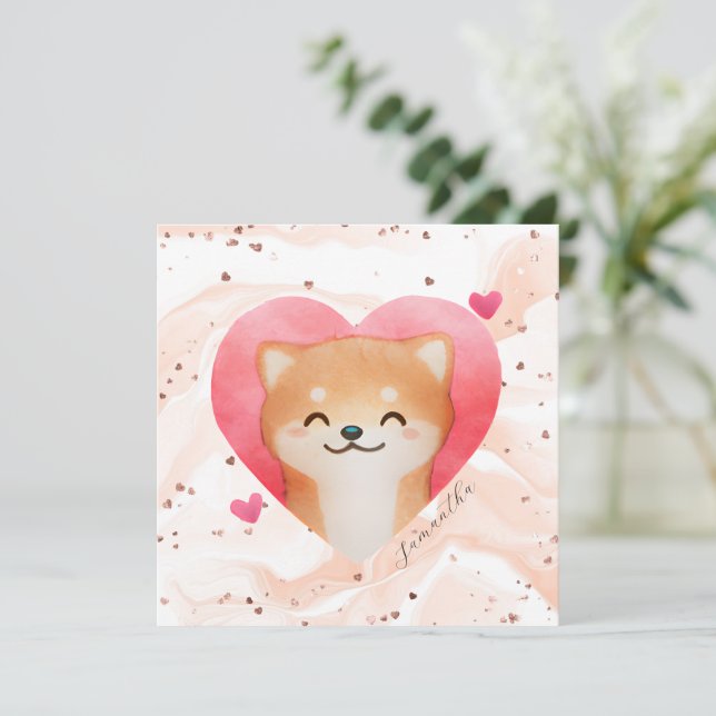 Cute Shiba Inu dans un coeur (Debout devant)
