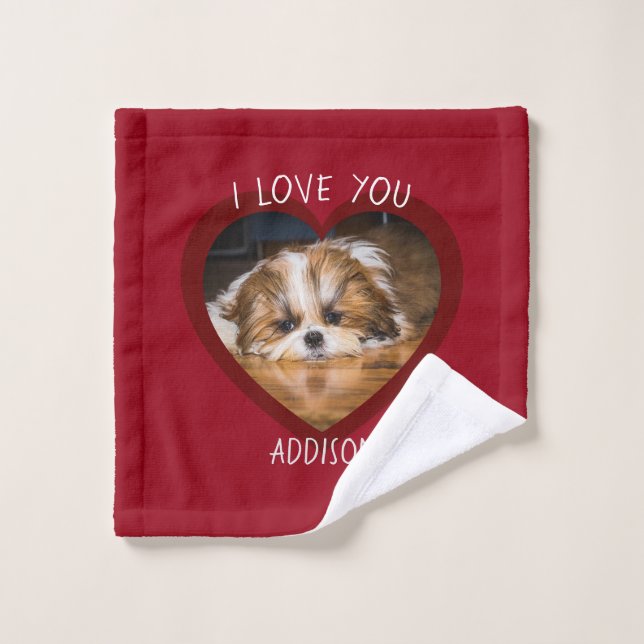 Cute shih tzu love Saint Valentin (Gant de toilette)