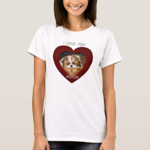 Cute shih tzu love Valentine coeur photo T-shirt