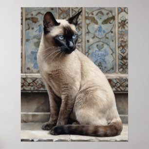 Cute Siamese Cat Art Imprimer Poster