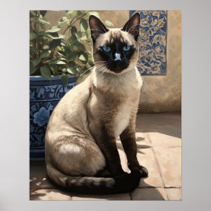 Cute Siamese Cat Art Imprimer Poster