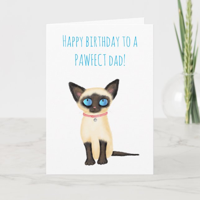 Cute Siamese chaton papa carte d'anniversaire du c (Devant)