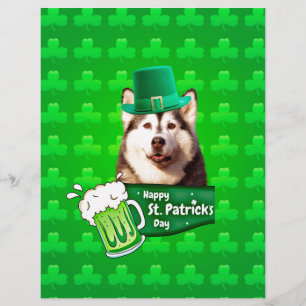 Cute Siberian Husky Chien Casquette St. Patrick's 