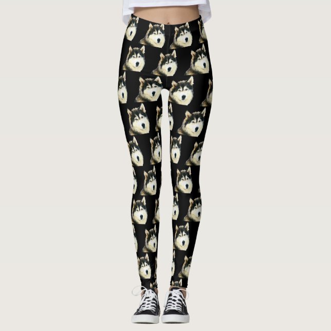Cute Siberian Husky Leggings (Devant)