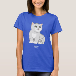 Cute Silver Grey Tabby Kitty Chat T-Shirt