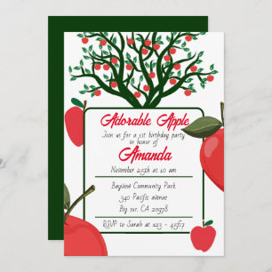 Cute Simple Adorable Apple Invitation Anniversaire