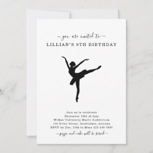 Cute Simple Ballet Danse Anniversaire Invitation