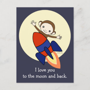 Cute Singe Je t'aime carte postale Singe sur Rocke