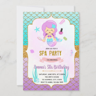 Cute sirènes thème spa invitation