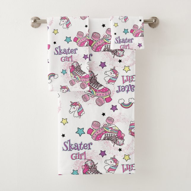 Cute Skater Girl Unicorn Roller Skate Pattern (En situation)