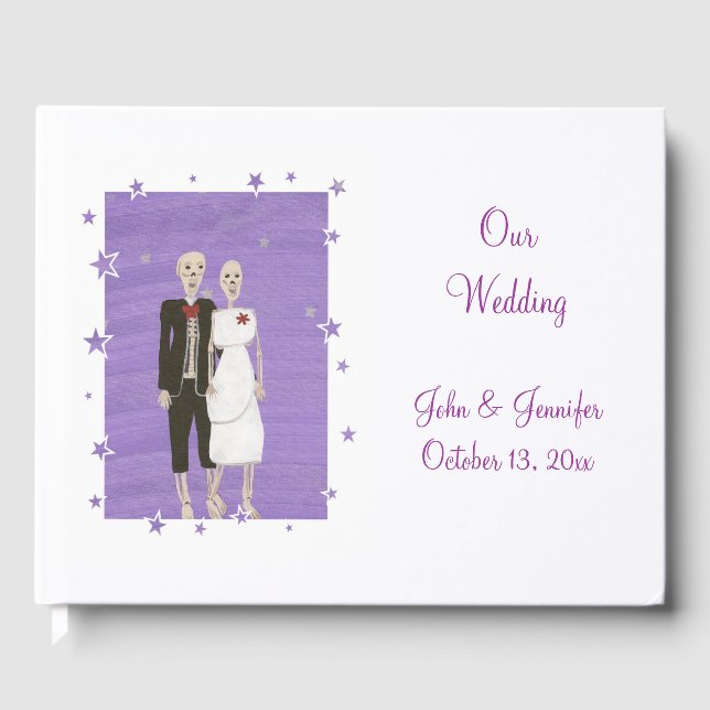Cute Skeleton Couple Halloween Mariage Livre d'or (Recto)