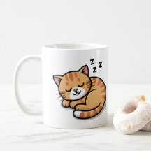 Cute Sleeping Orange Tabby Chat Mug - Coffee Cup