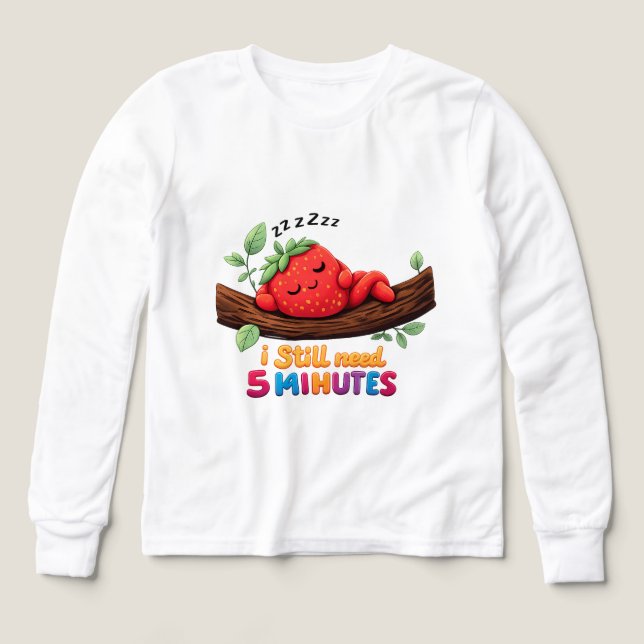 Cute Sleeping Strawberry Girls’ Long Sleev tshirt (Motif recto)
