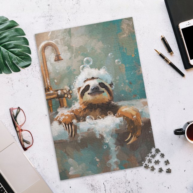 Cute Sloth in Bubble Bath Jigsaw Puzzle (Créateur téléchargé)