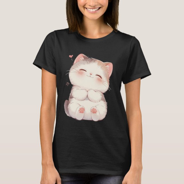 Cute Smiling Cat T-Shirt (Devant)
