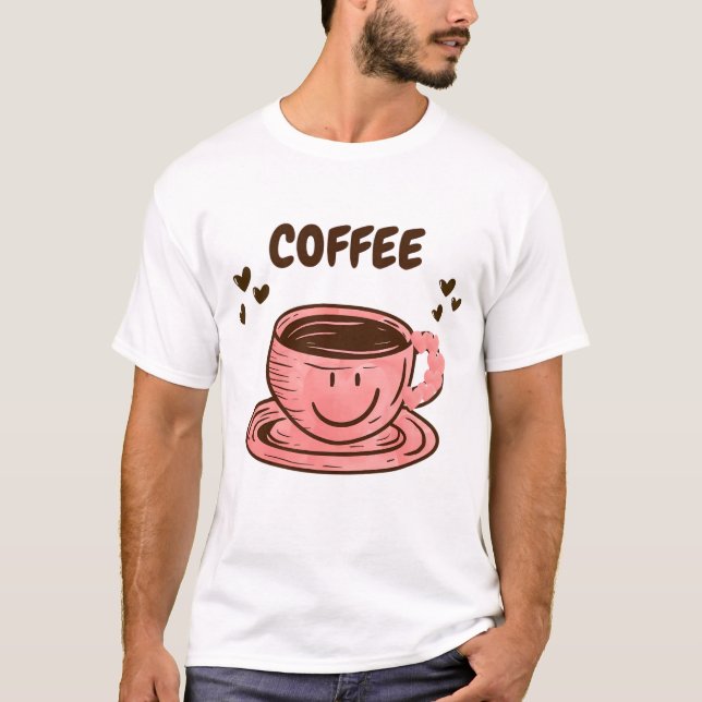 Cute Smiling Coffee Cup T-Shirt (Devant)