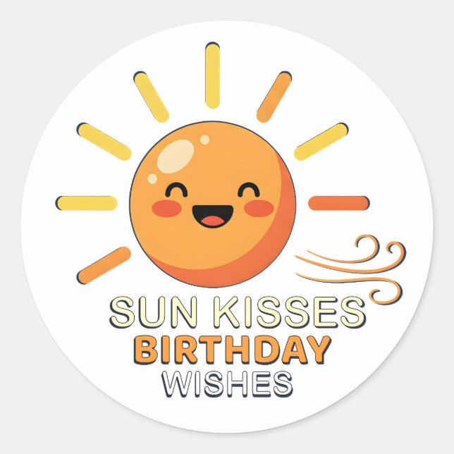 Cute Smiling Sun Birthday Stickers - Sun Kisses Wi (Devant)