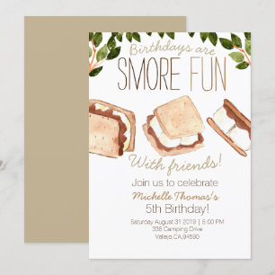 Cute smores camping enfant invitation d'anniversai