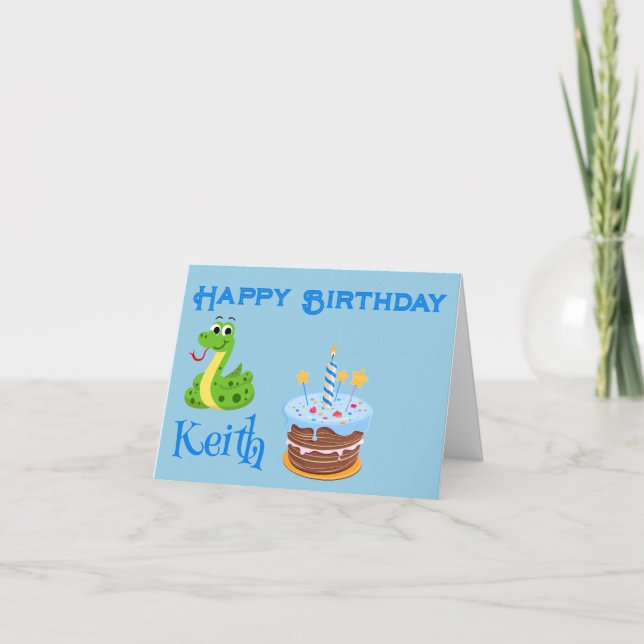CUTE SNAKE HEUREUSE CARTE D'ANNIVERSAIRE (Devant)