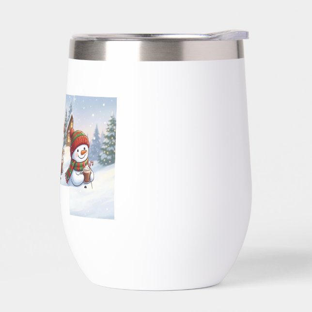 Cute Snowman Coffee Winter Holiday Water Bottle (Gauche)