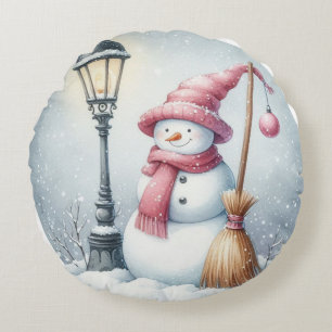 Cute Snowman Famille Coussin de Noël