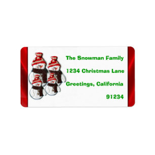 Cute Snowman Famille De Quatre Étiquettes D'Adress