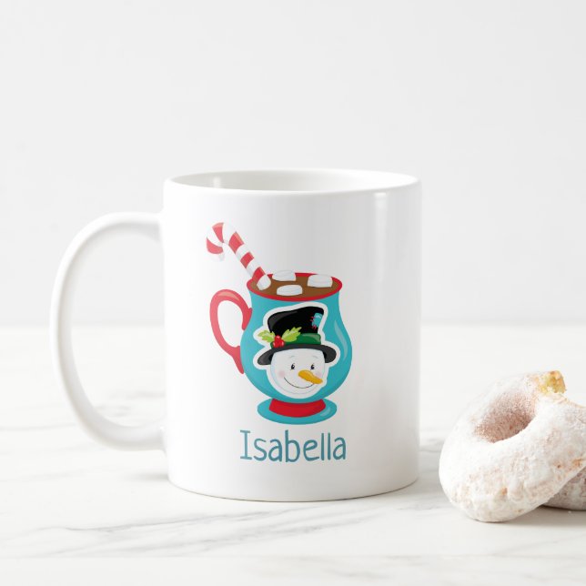 Cute Snowman Hot Coca Mug de Noël personnalisé (Avec donut)