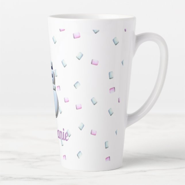 Cute Snowman Marshmallow Personnalisé Latte Mug (Droite)