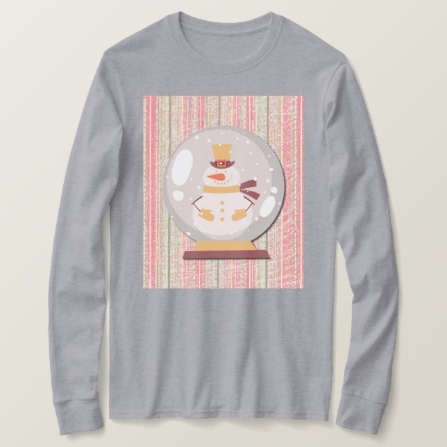 Cute Snowman Snow Globe Art on T-Shirt (Design devant)